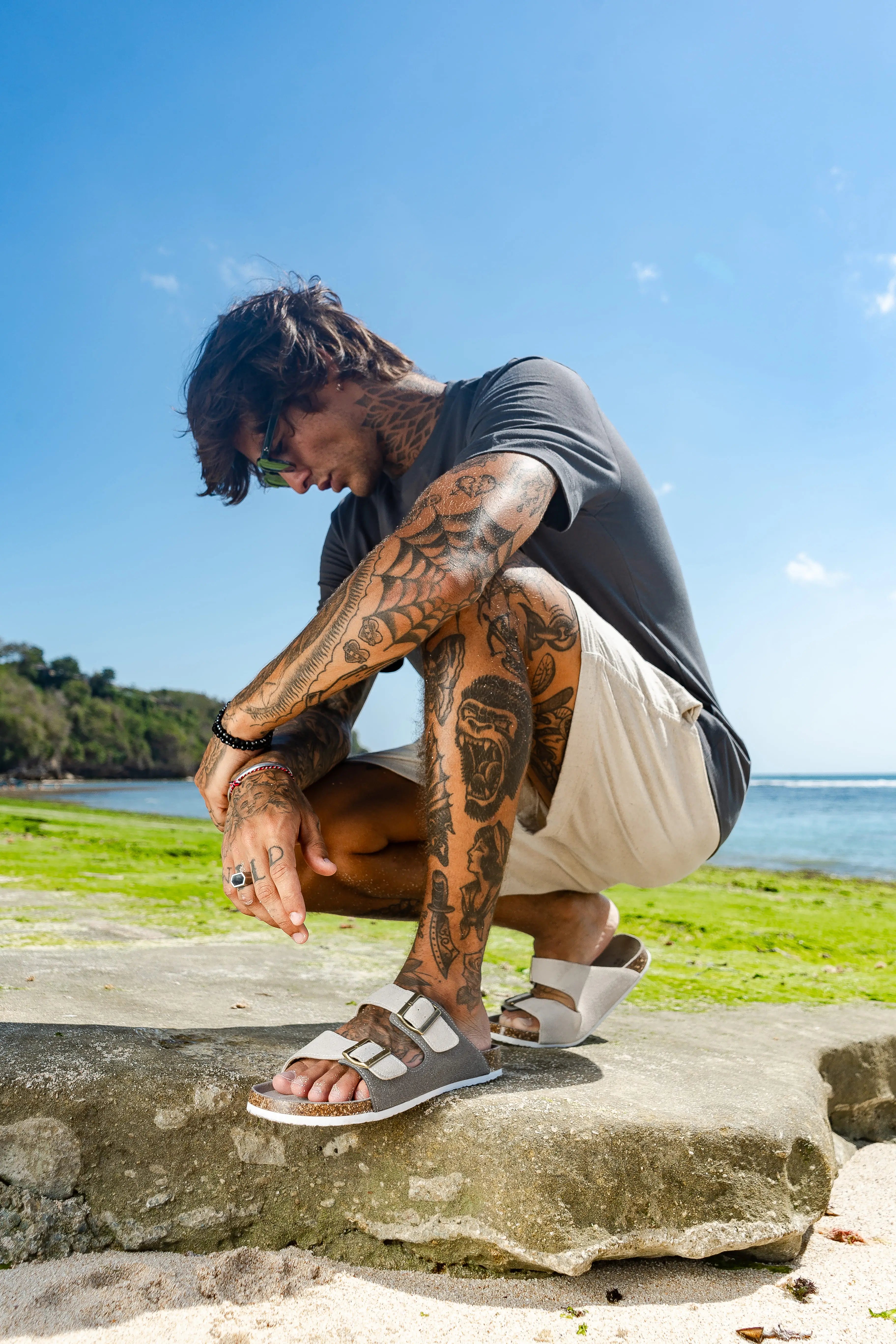 Capri Sandal - gray & cream