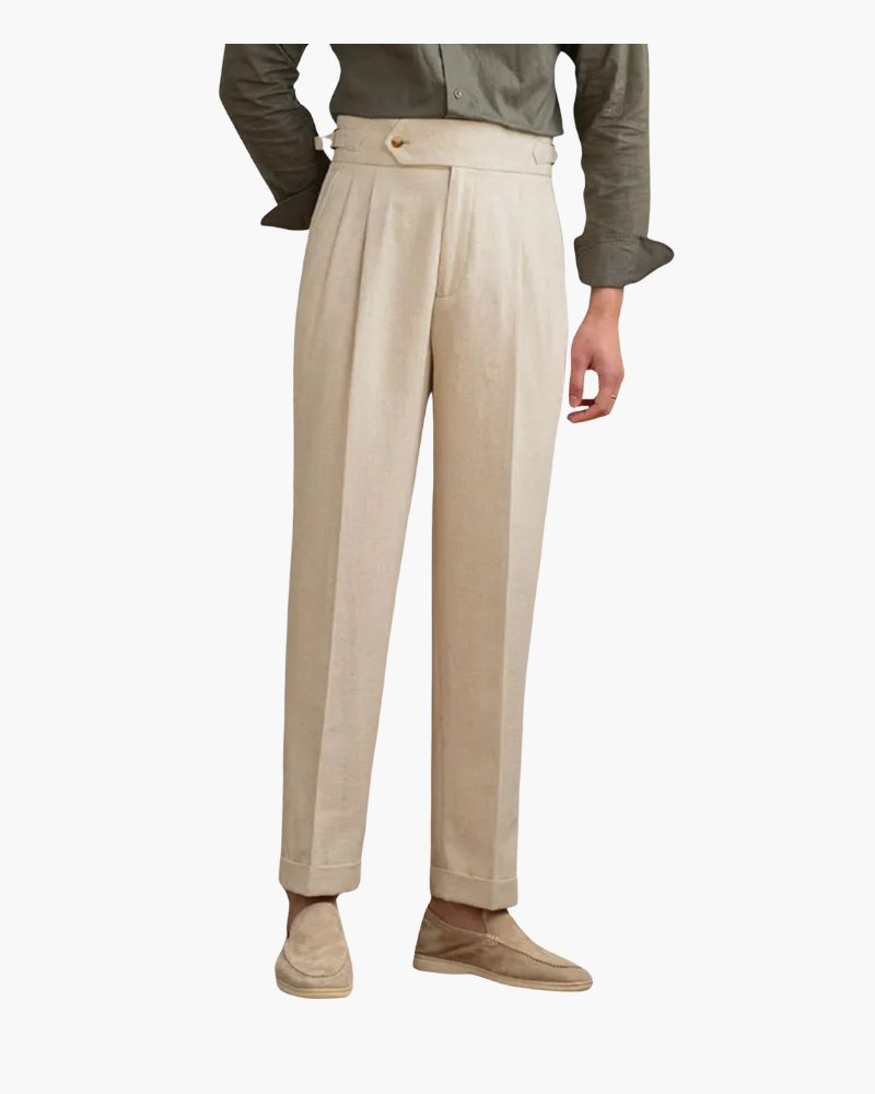 CAGLIARI PLEATED COASTAL TROUSERS - Sand